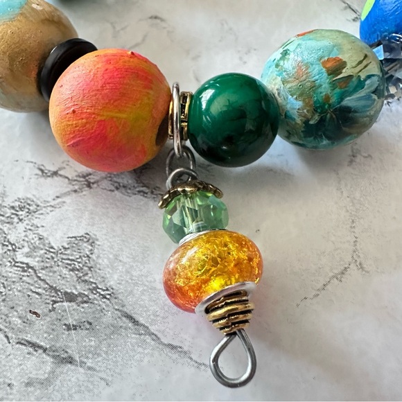 Artisan Handmade Multicolor Beaded Bracelet hand painted with handcrafted charms - Picture 10 of 10